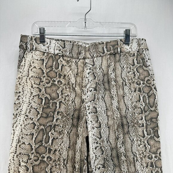 Jules & Leopold Pull-On Crop Pants Womens M Slim Straight Snake Skin Print Beige - Picture 3 of 12